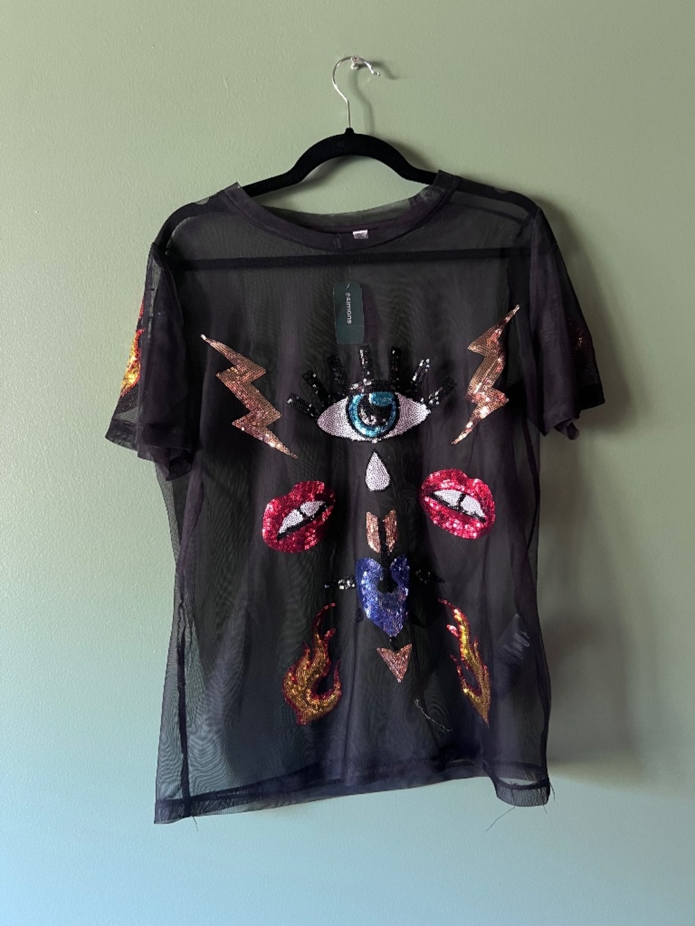 Simons Mesh Sequinned Top